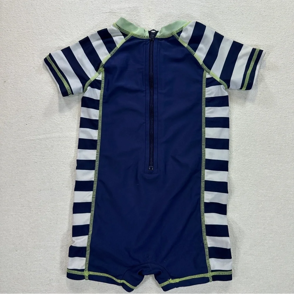 GAP Kids Navy and White One Piece Striped Rash guard Sz 12-18M